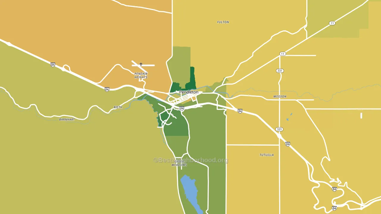 Pendleton, OR block-group voter-turnout map
