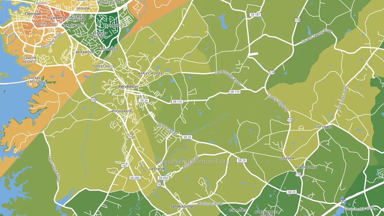 Pendleton, SC block-group voter-turnout map