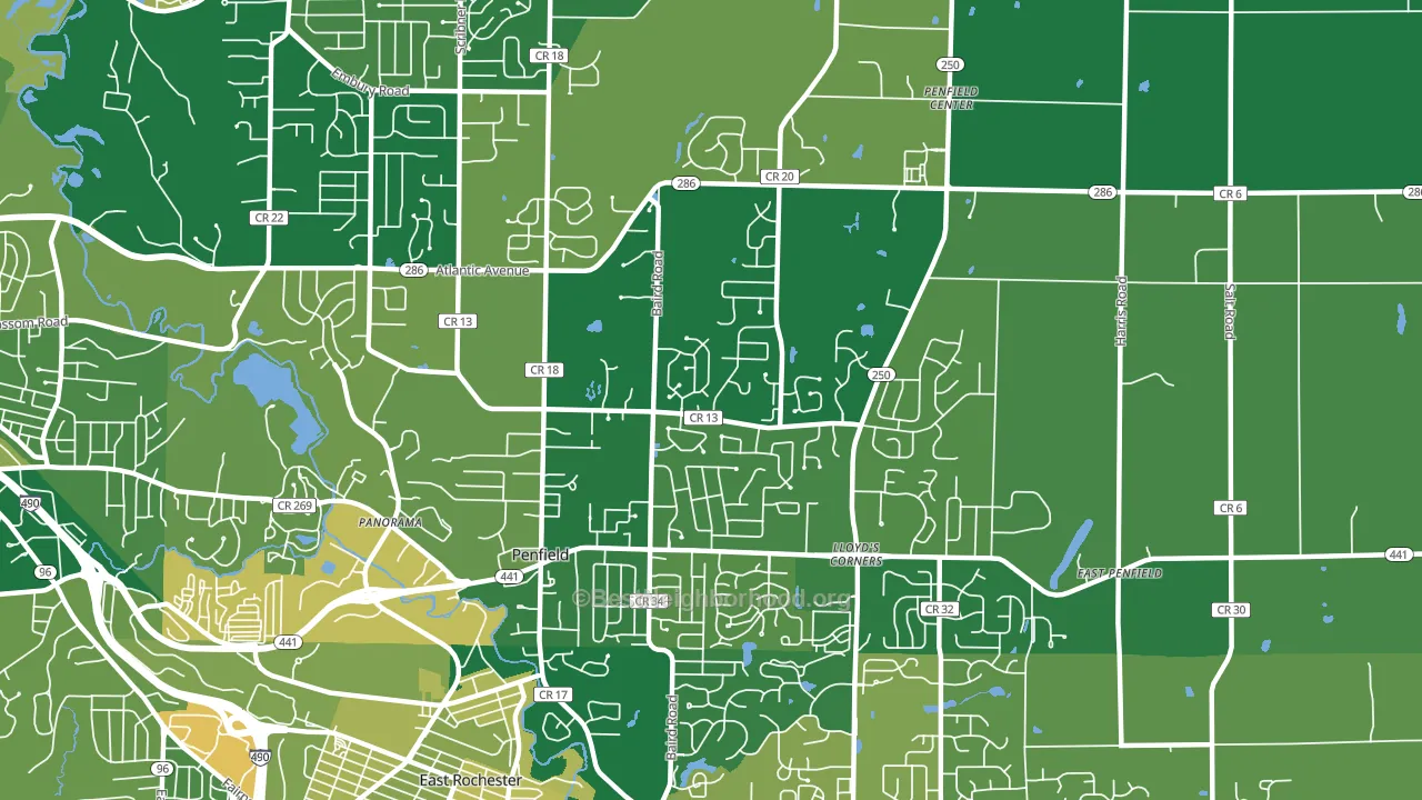 Penfield, NY block-group voter-turnout map