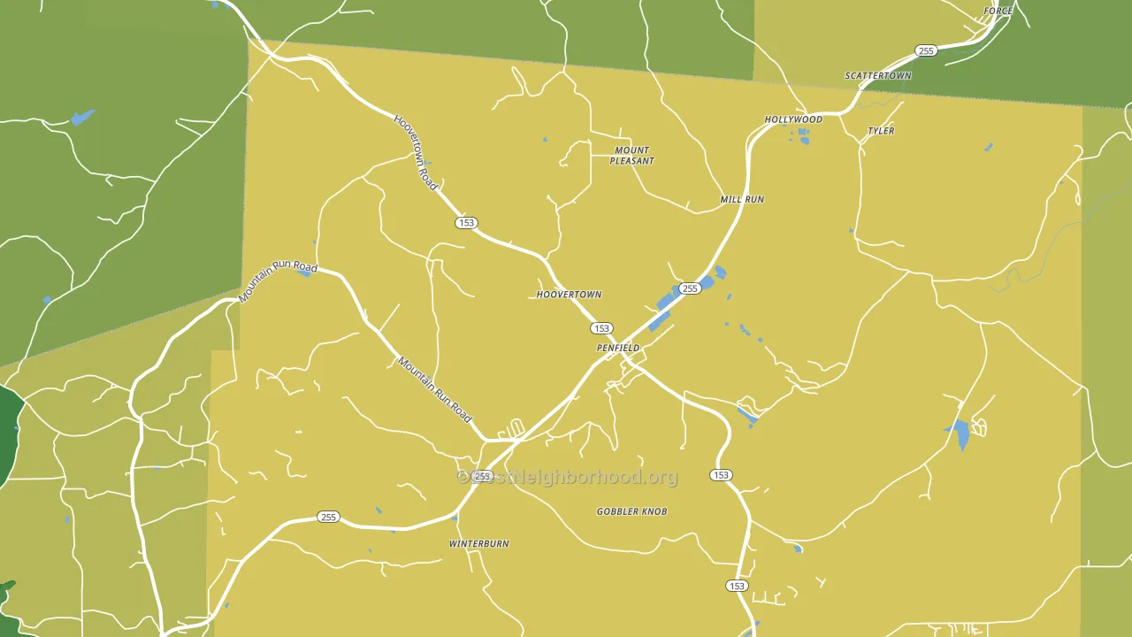 Penfield, PA block-group voter-turnout map