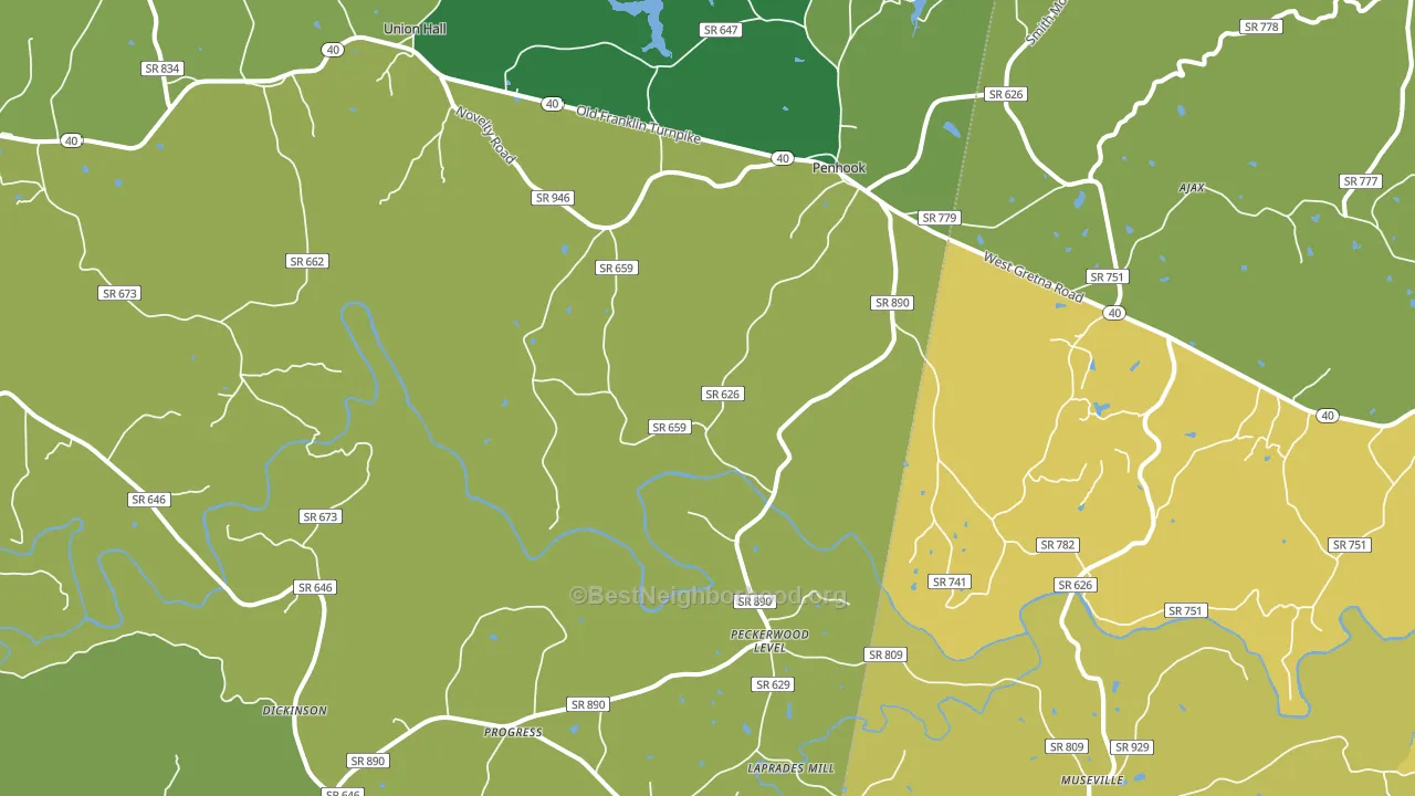 Penhook, VA block-group voter-turnout map