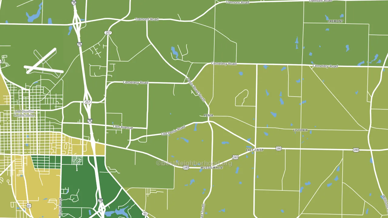 Penia, GA block-group voter-turnout map