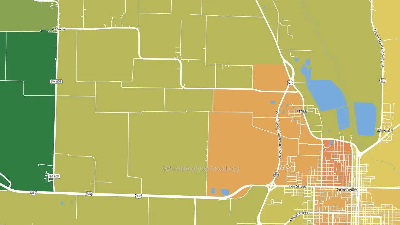 Peniel, TX block-group voter-turnout map