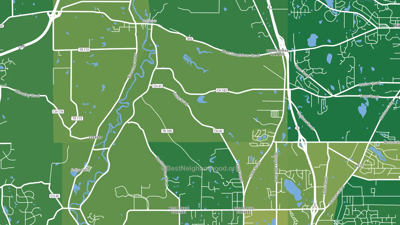 Peninsula, OH block-group voter-turnout map