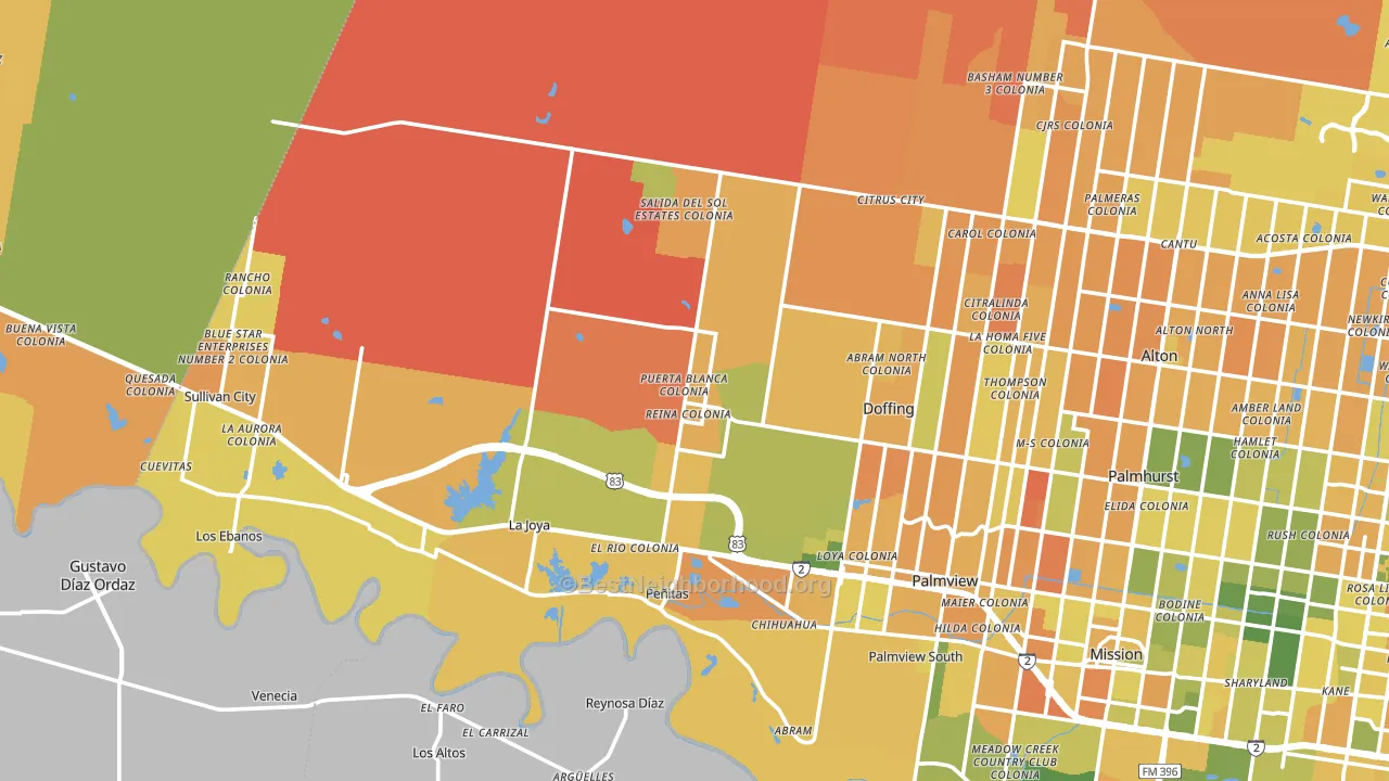 Penitas, TX block-group voter-turnout map