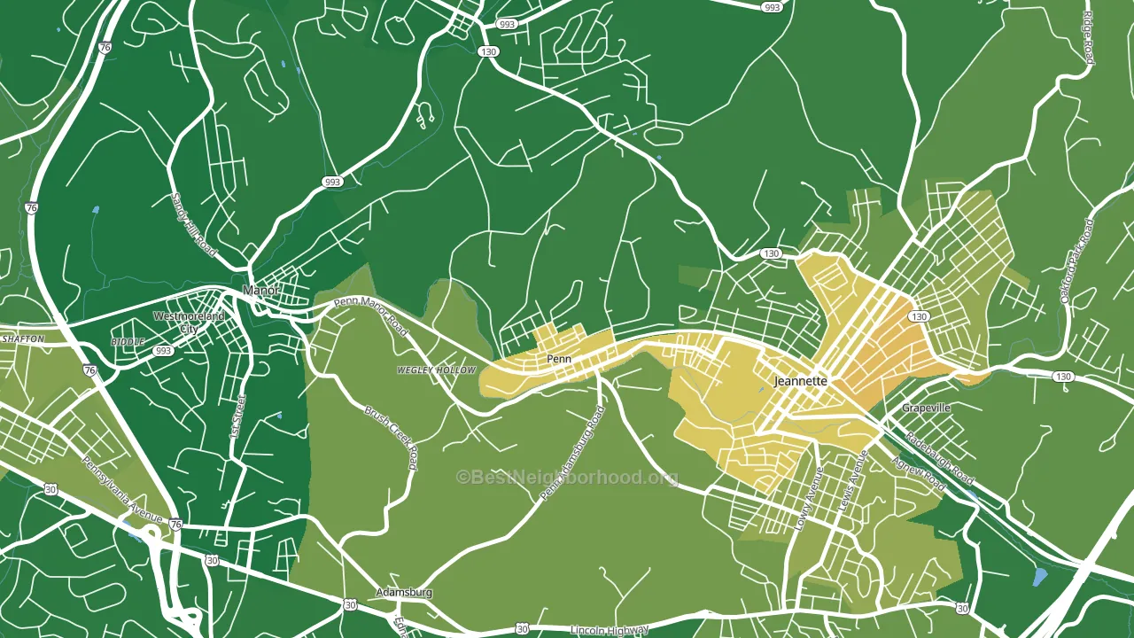 Penn, PA block-group voter-turnout map