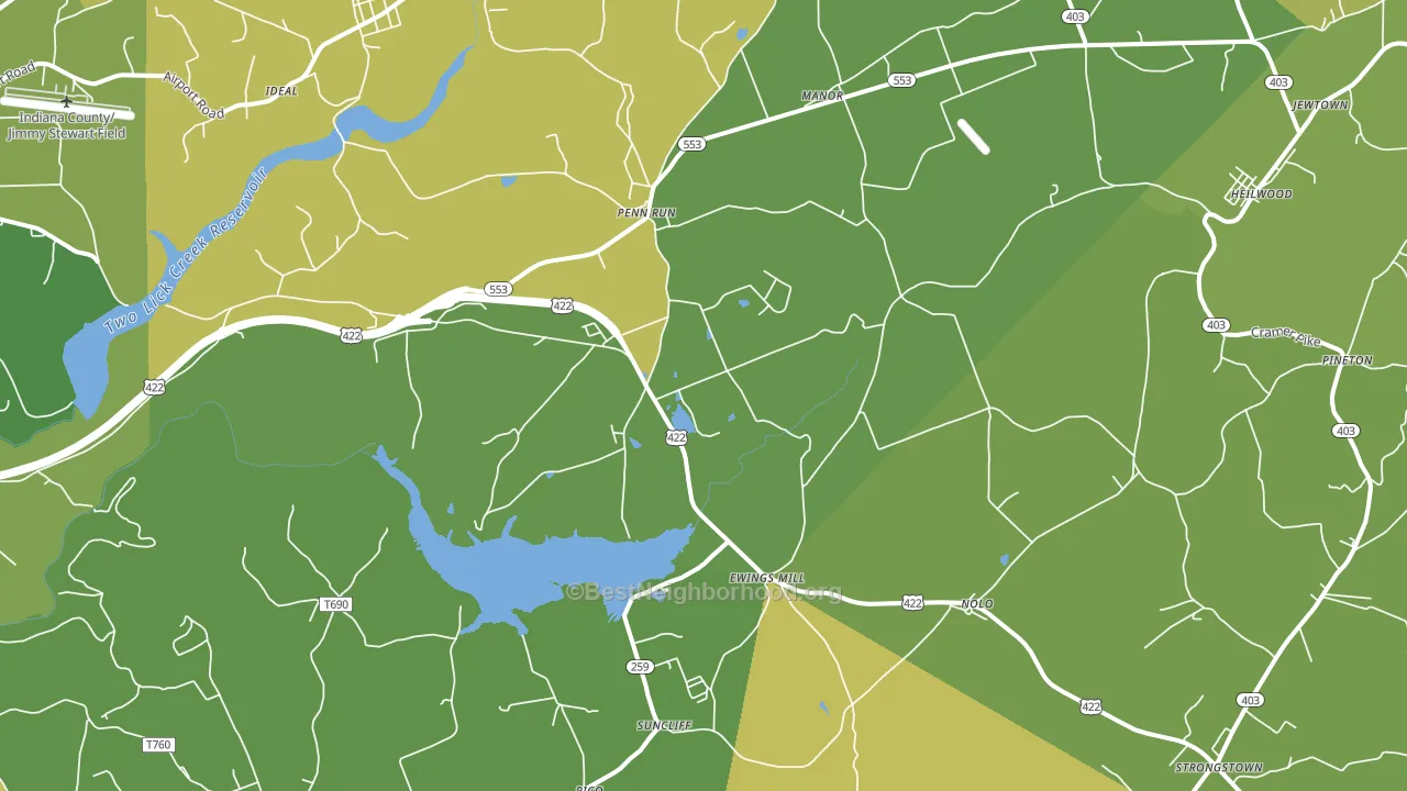 Penn Run, PA block-group voter-turnout map
