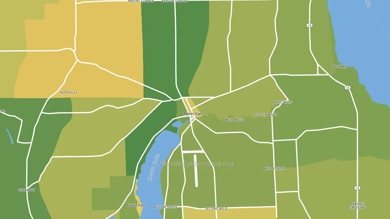 Penn Yan, NY block-group voter-turnout map