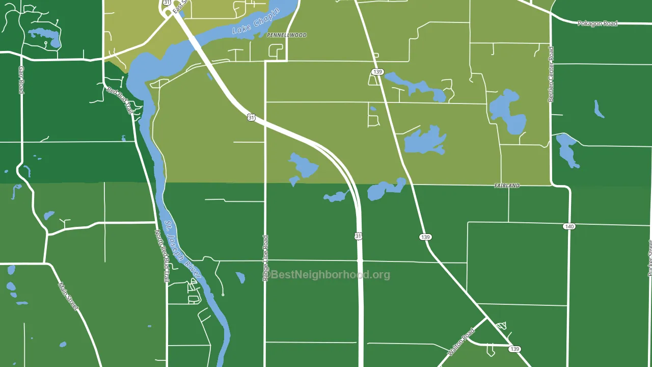 Pennellwood, MI block-group voter-turnout map