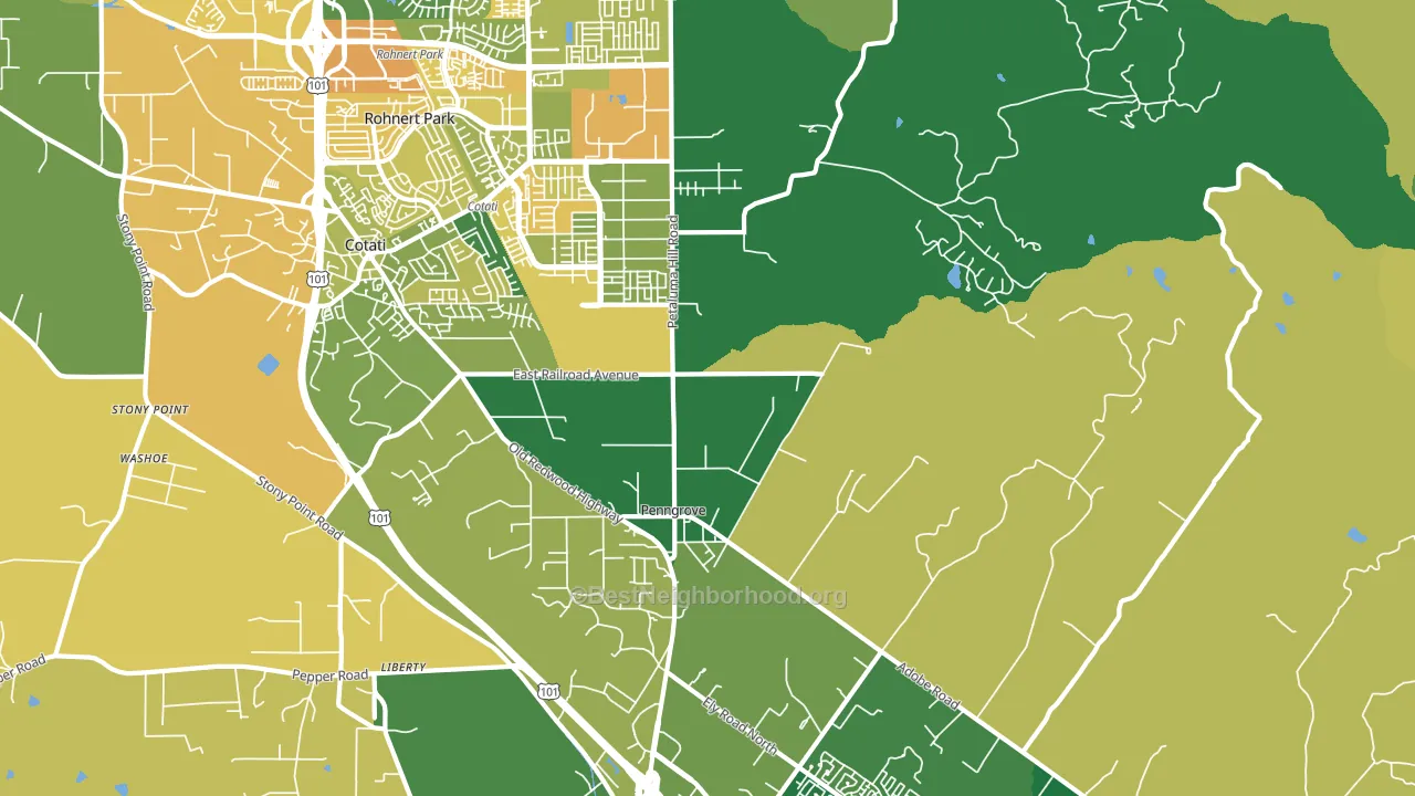 Penngrove, CA block-group voter-turnout map