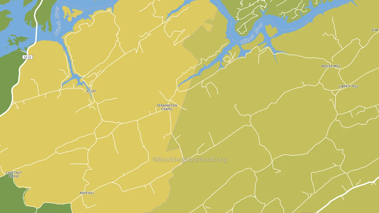 Pennington Chapel, TN block-group voter-turnout map
