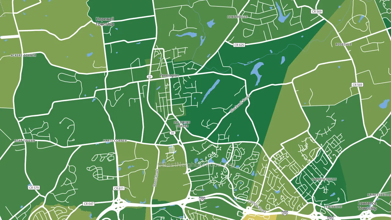 Pennington, NJ block-group voter-turnout map