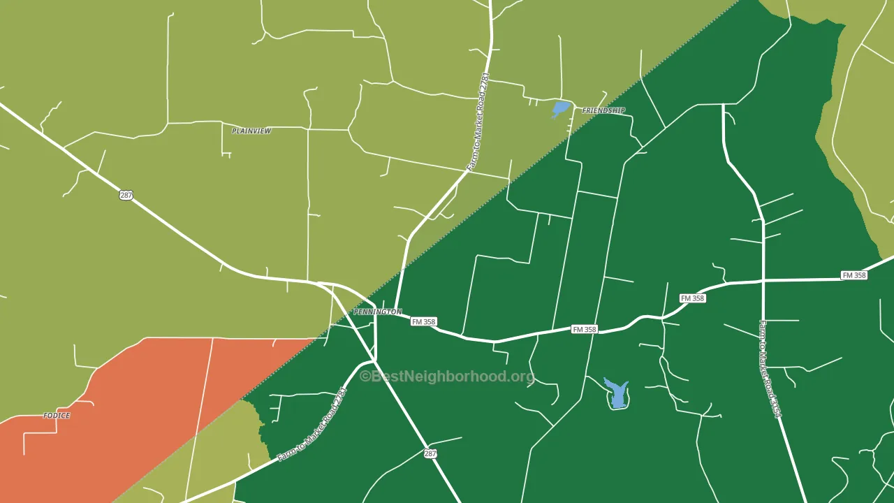 Pennington, TX block-group voter-turnout map