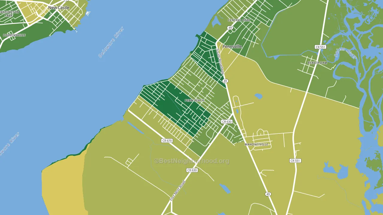 Penns Beach, Pennsville, NJ block-group voter-turnout map