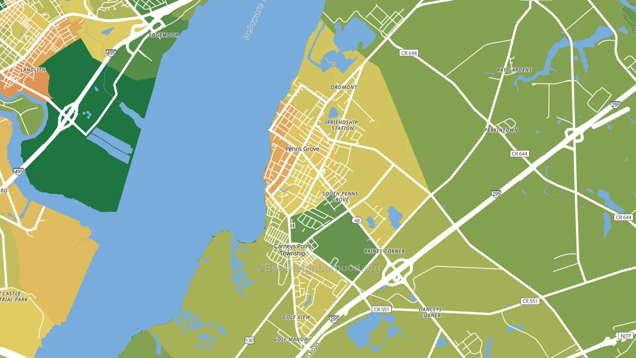 Penns Grove, NJ block-group voter-turnout map