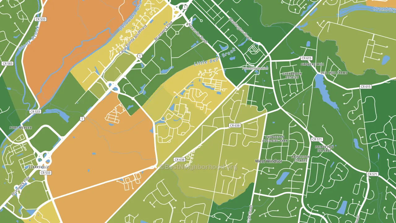 Penns Neck, NJ block-group voter-turnout map
