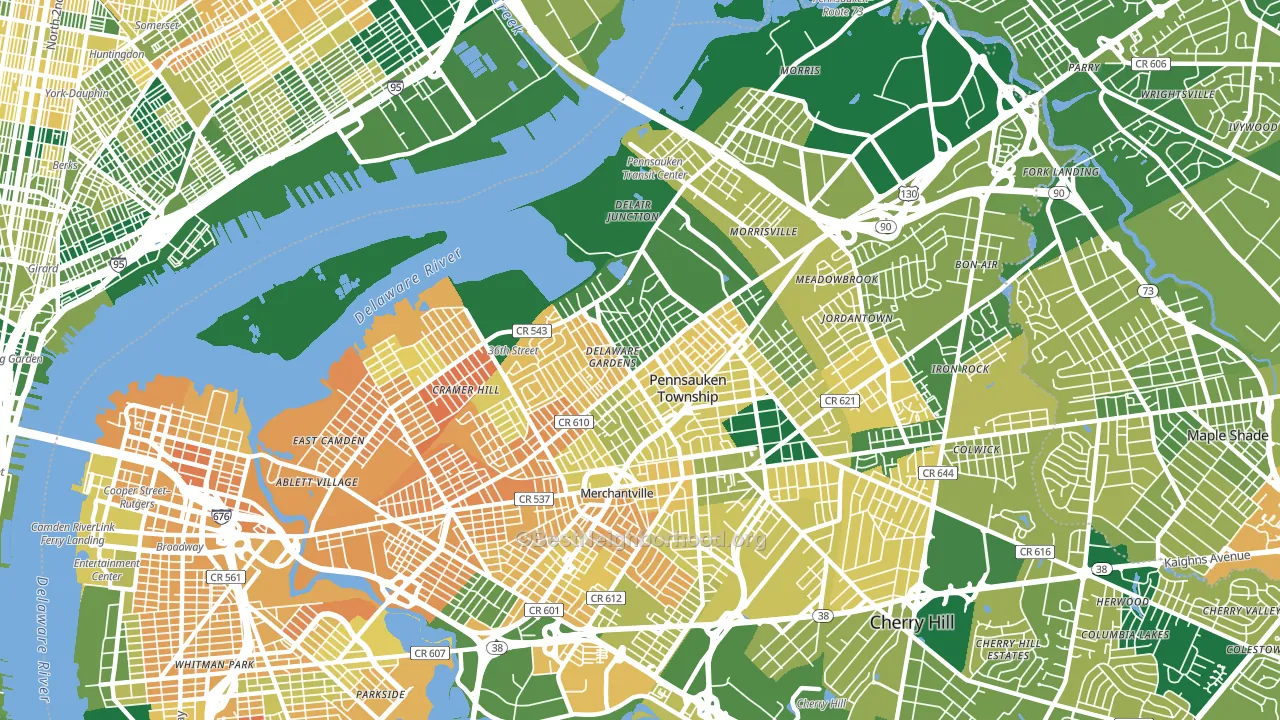 Pennsauken, NJ block-group voter-turnout map