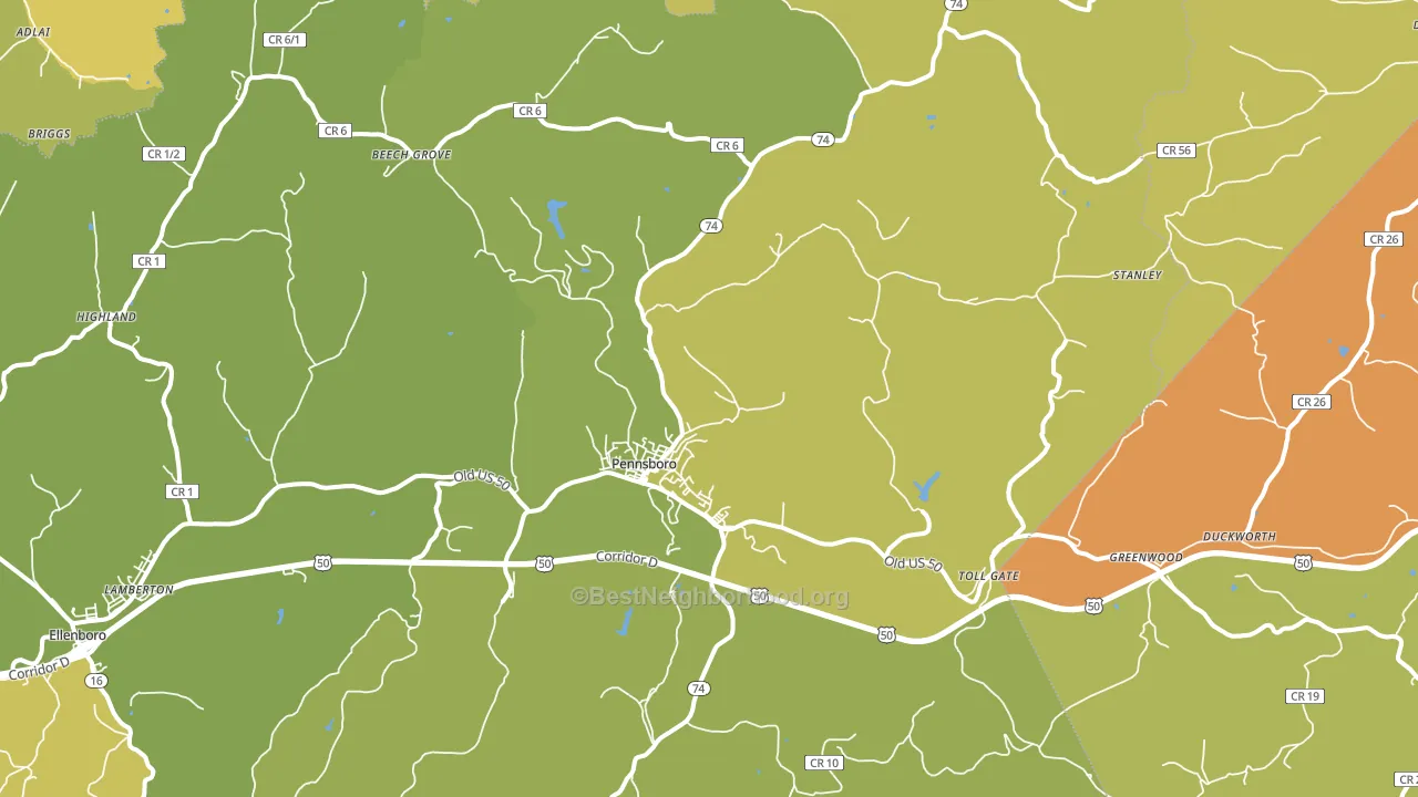 Pennsboro, WV block-group voter-turnout map
