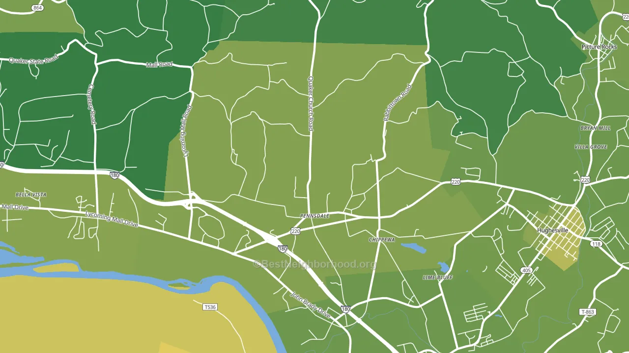Pennsdale, PA block-group voter-turnout map