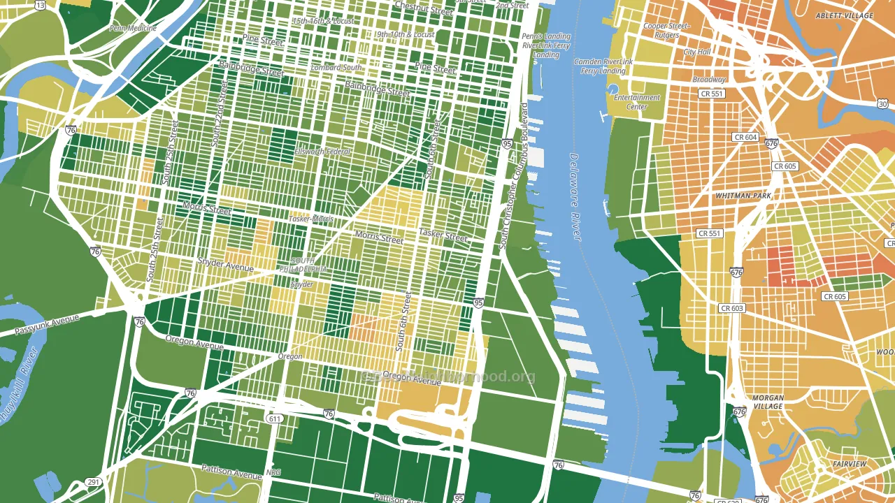 Pennsport-Whitman-Queen, Philadelphia, PA block-group voter-turnout map