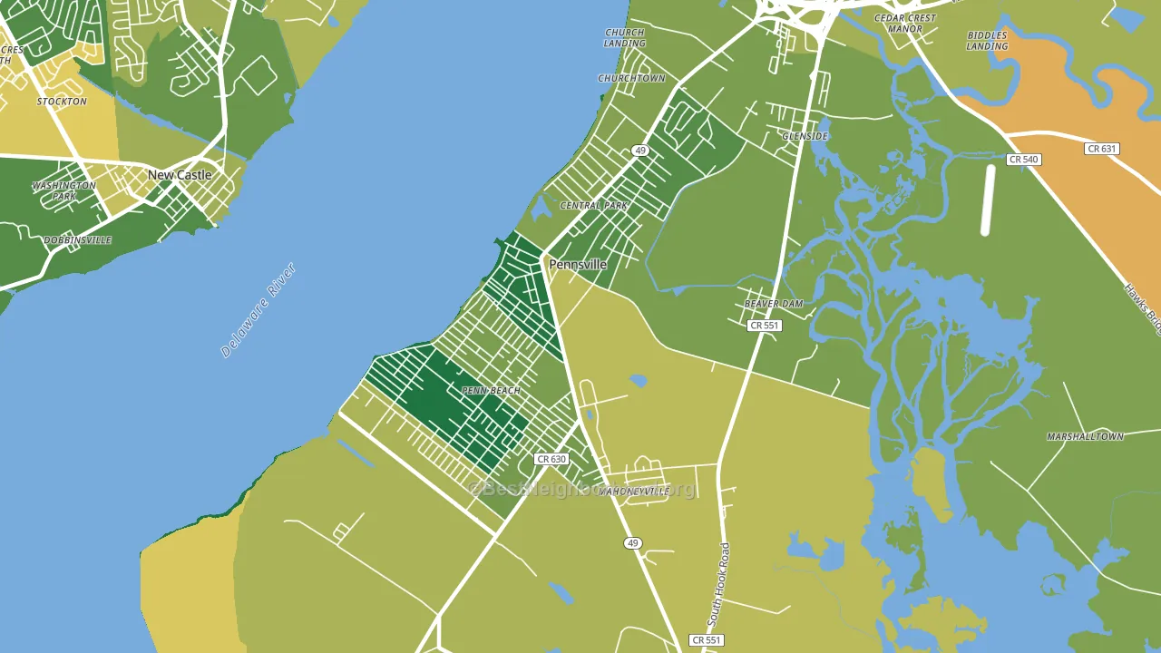 Pennsville, NJ block-group voter-turnout map