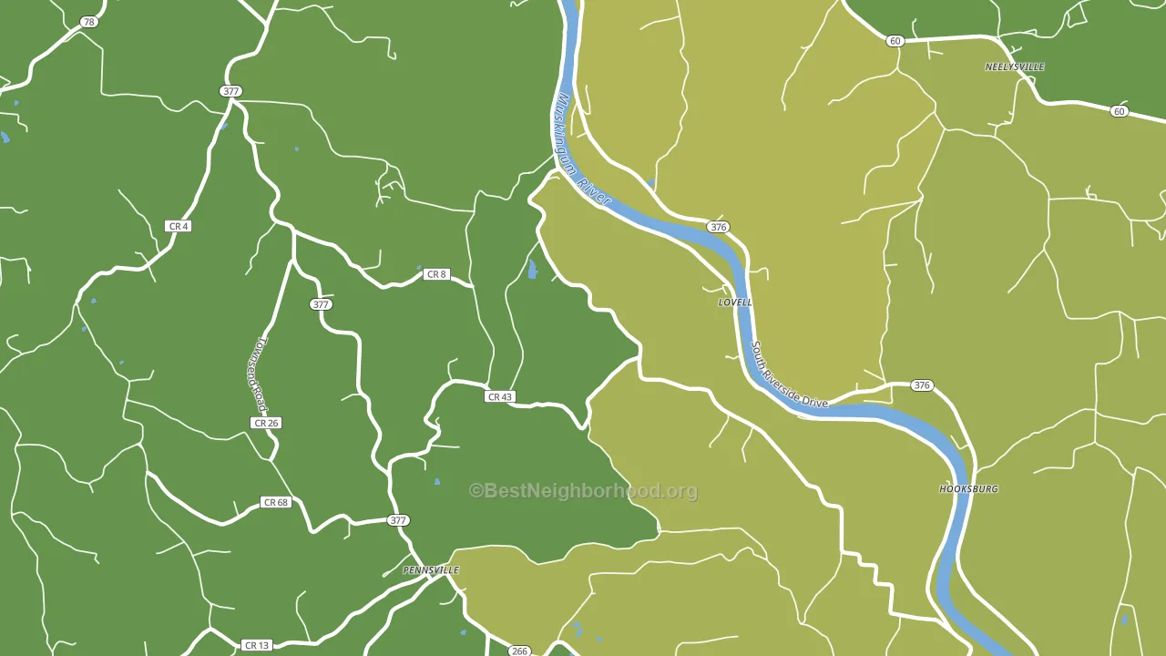 Pennsville, OH block-group voter-turnout map