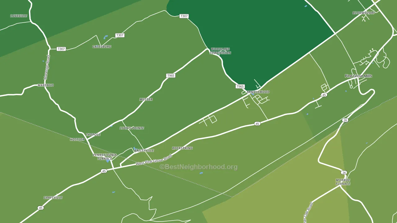 Pennsylvania Furnace, PA block-group voter-turnout map