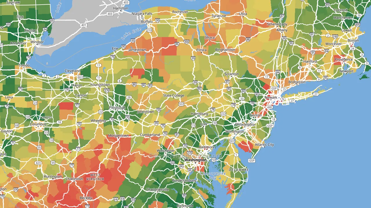 Pennsylvania block-group voter-turnout map