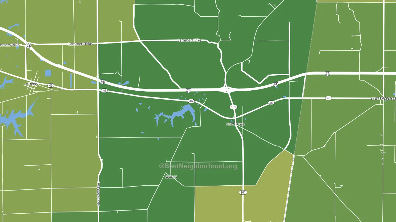 Penntown, IN block-group voter-turnout map