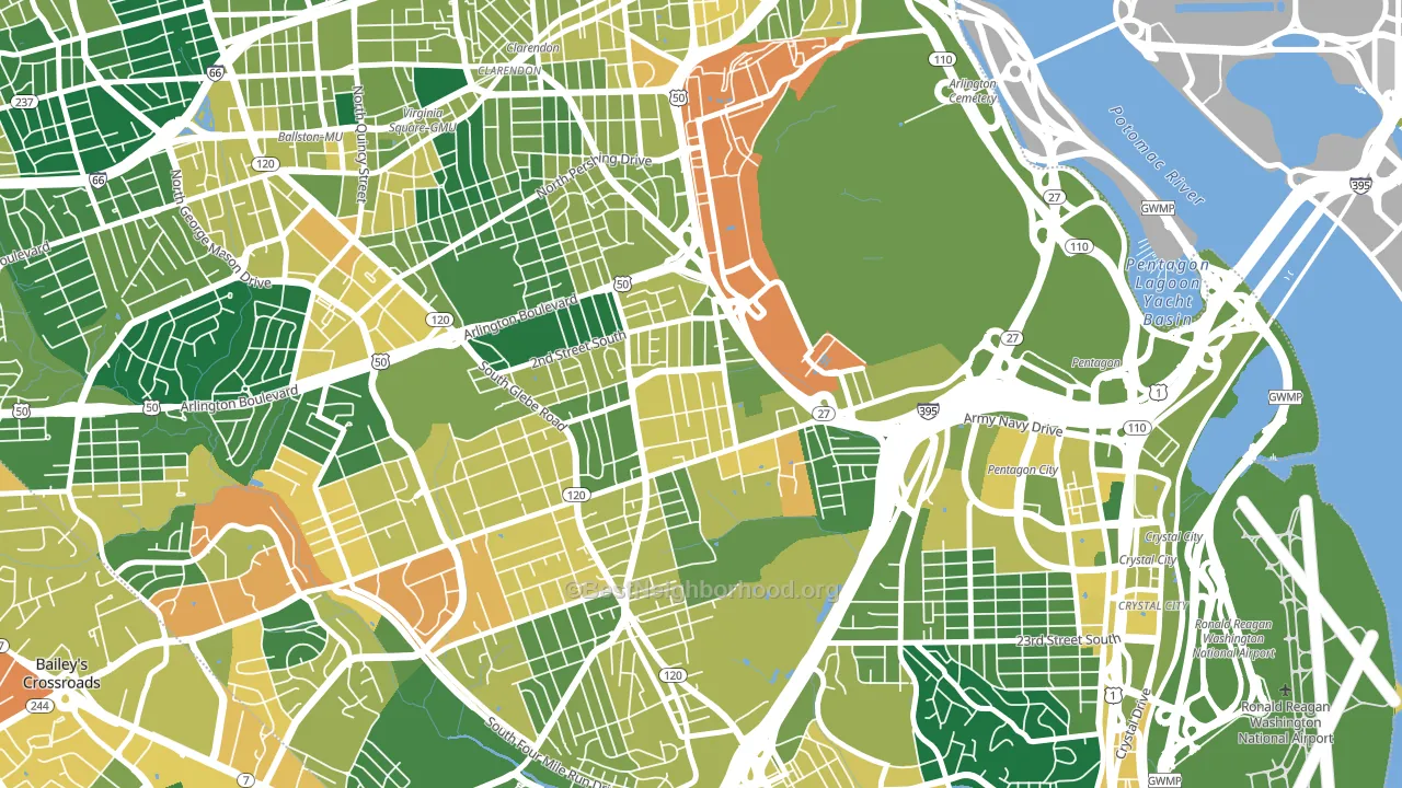 Penrose, Arlington, VA block-group voter-turnout map