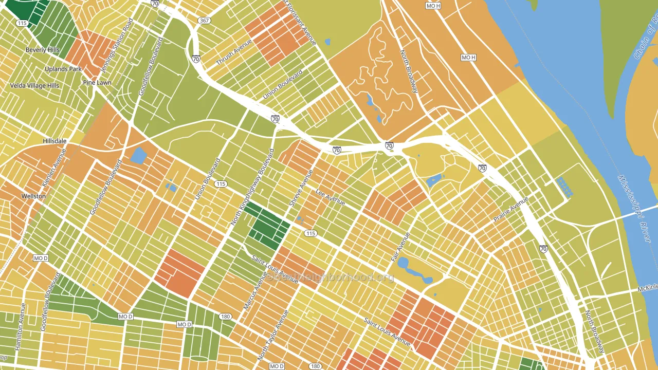 Penrose, St. Louis, MO block-group voter-turnout map