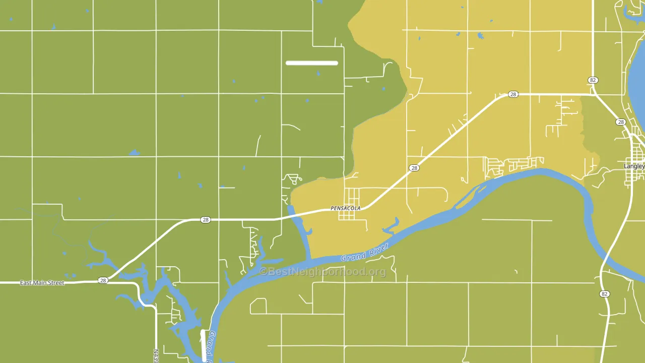 Pensacola, OK block-group voter-turnout map
