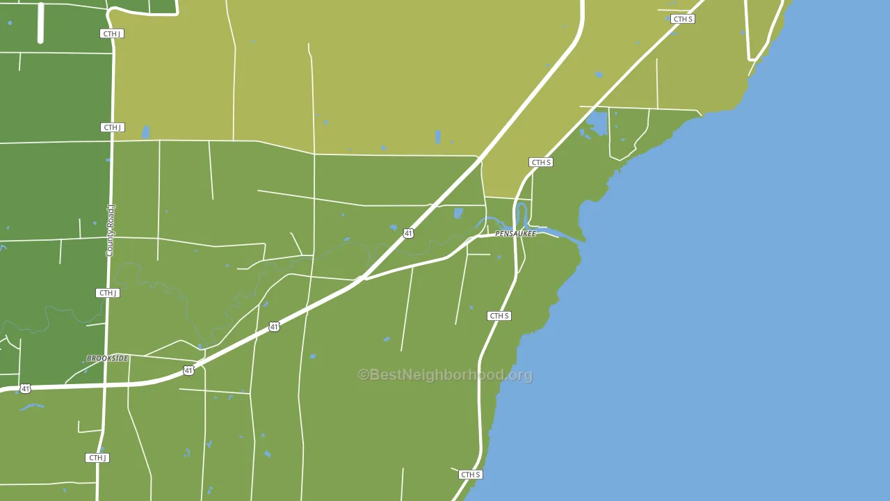 Pensaukee, WI block-group voter-turnout map