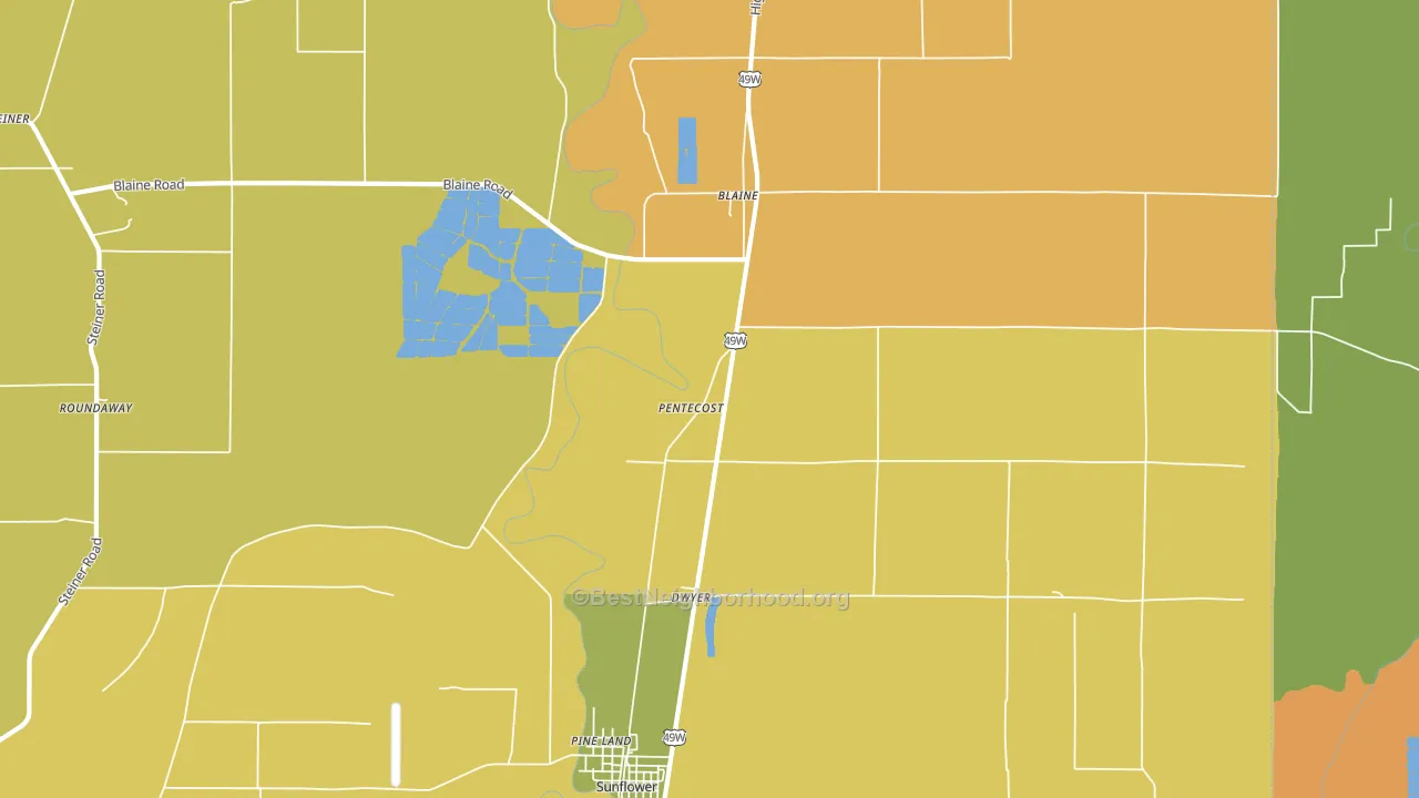 Pentecost, MS block-group voter-turnout map