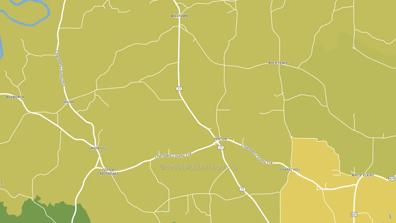 Penton, AL block-group voter-turnout map