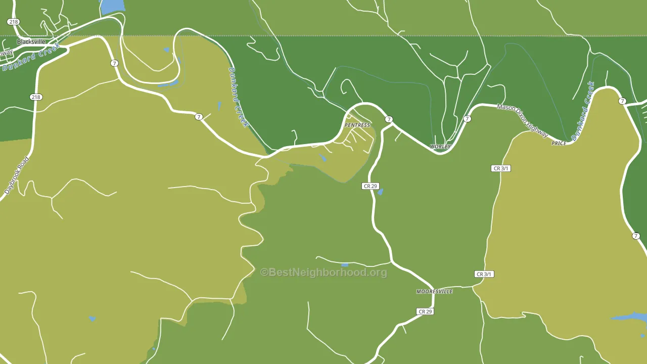Pentress, WV block-group voter-turnout map