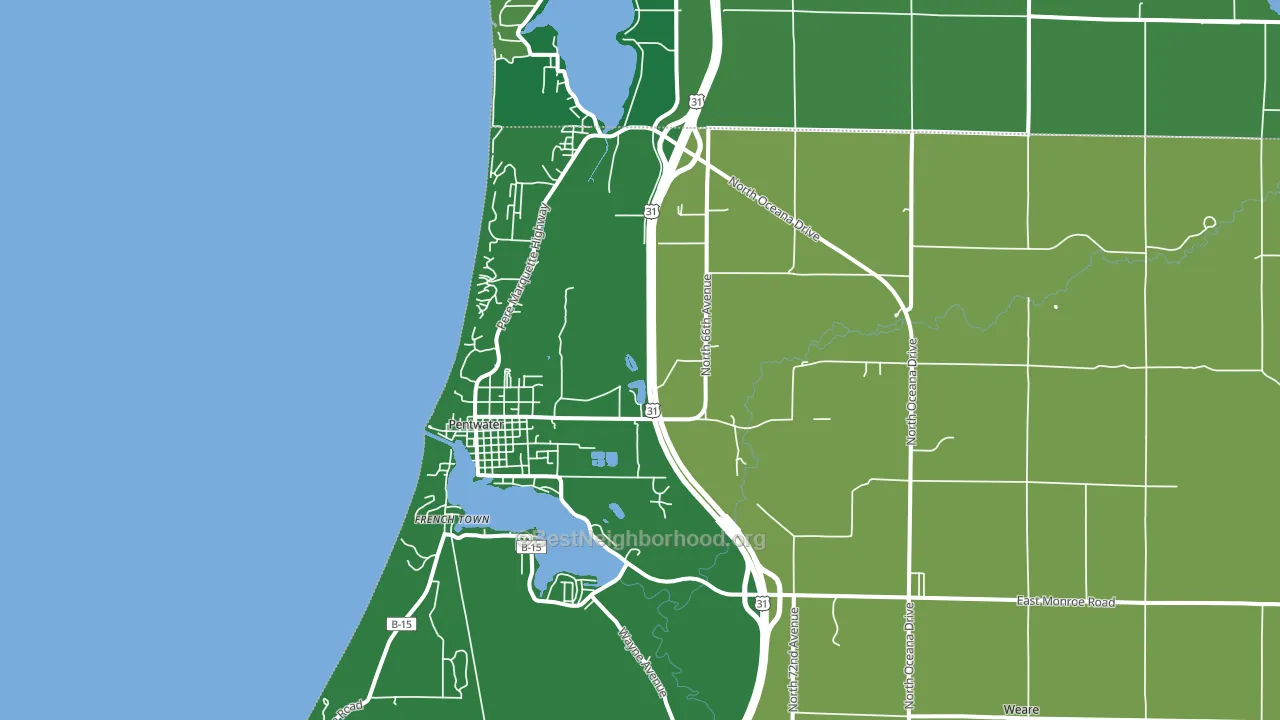 Pentwater, MI block-group voter-turnout map