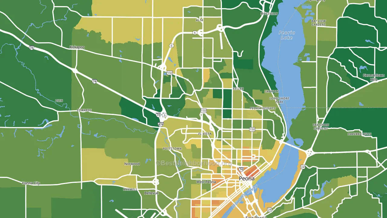 Peoria County, IL block-group voter-turnout map