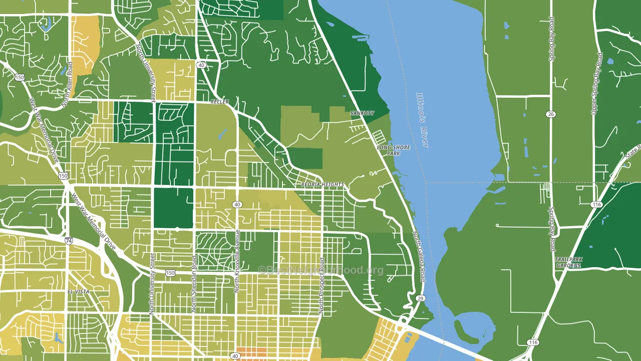 Peoria Heights, IL block-group voter-turnout map