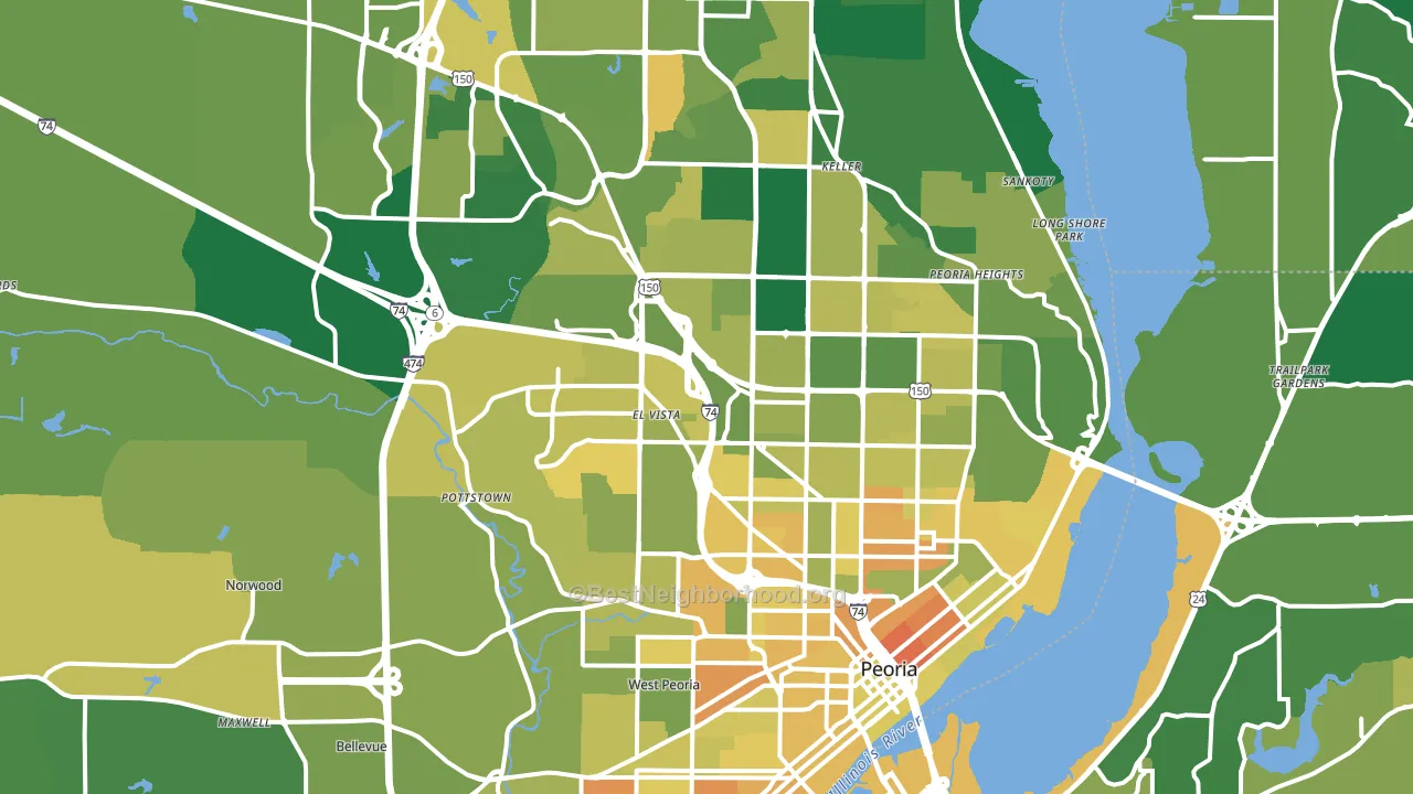Peoria, IL block-group voter-turnout map