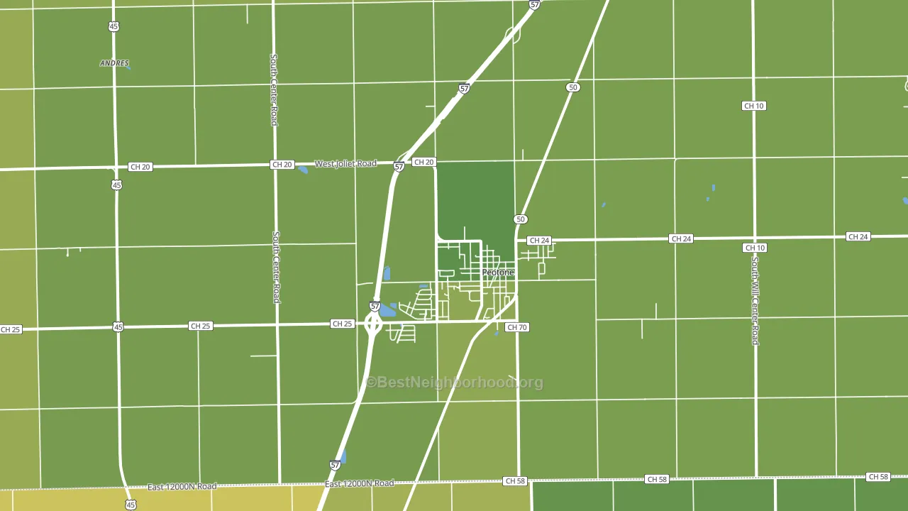 Peotone, IL block-group voter-turnout map