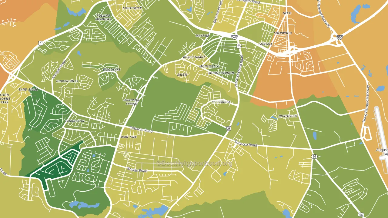 Pepperidge, Augusta, GA block-group voter-turnout map