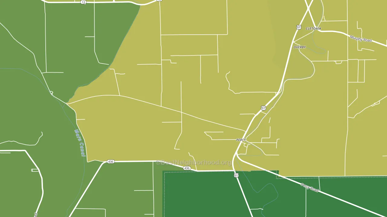 Percy, MS block-group voter-turnout map