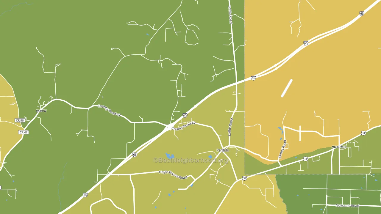 Perdido, AL block-group voter-turnout map