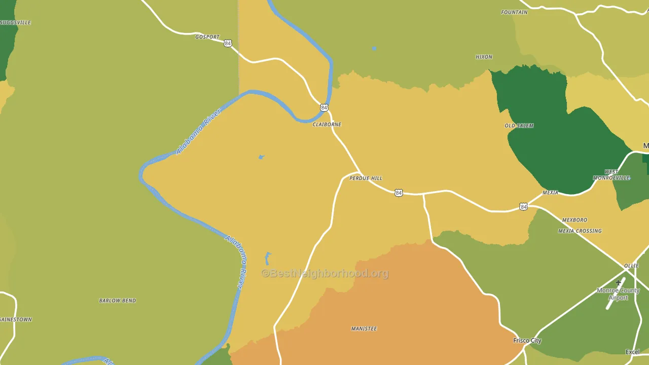 Perdue Hill, AL block-group voter-turnout map