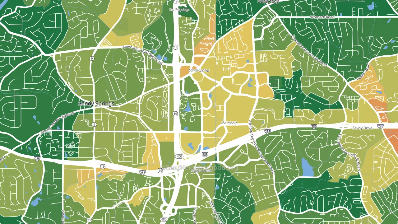 Perimeter Center, Sandy Springs, GA block-group voter-turnout map