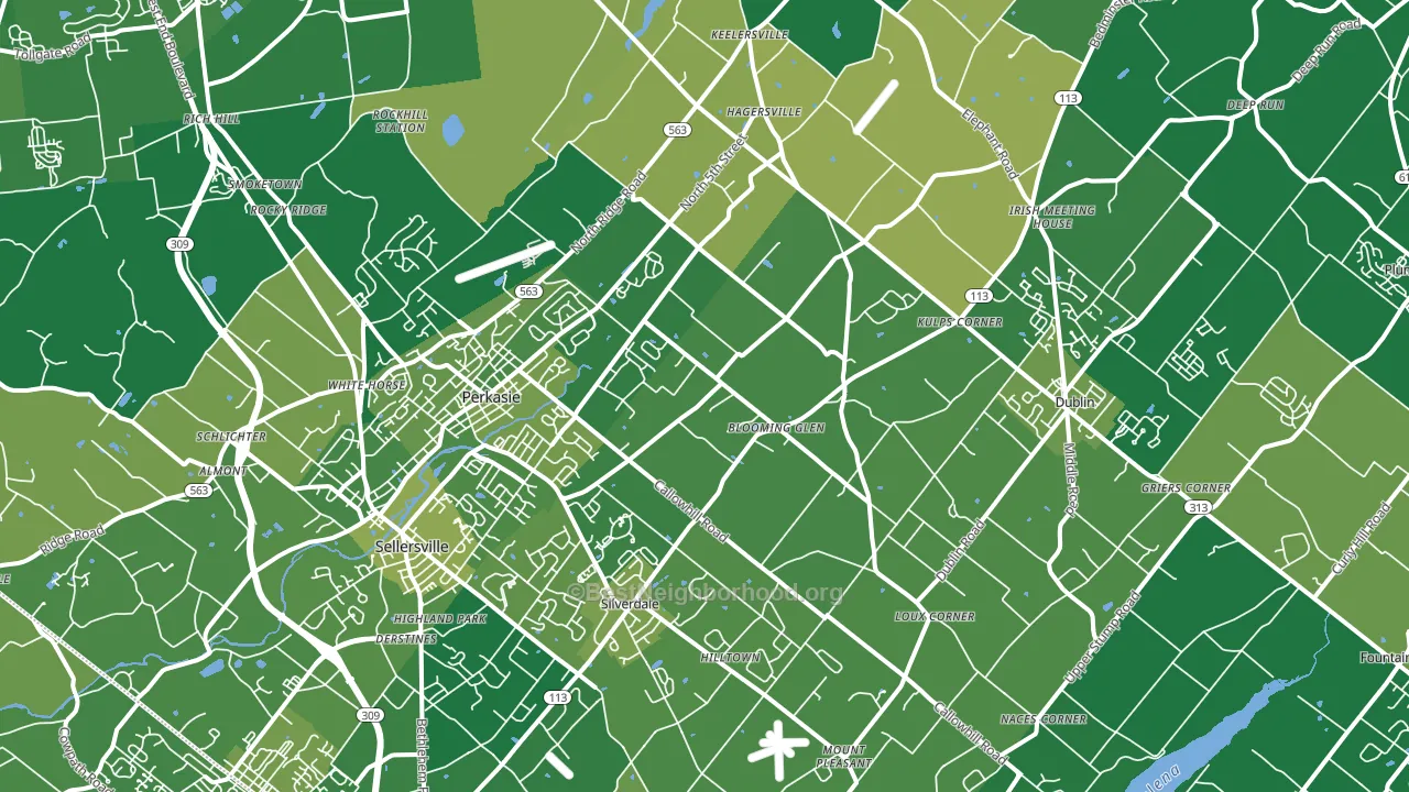 Perkasie, PA block-group voter-turnout map