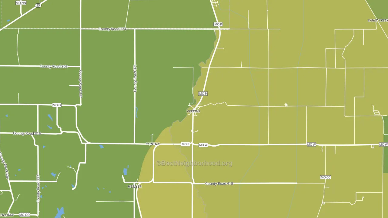 Perkins, MO block-group voter-turnout map