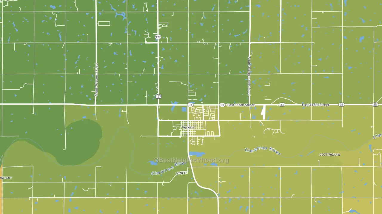 Perkins, OK block-group voter-turnout map