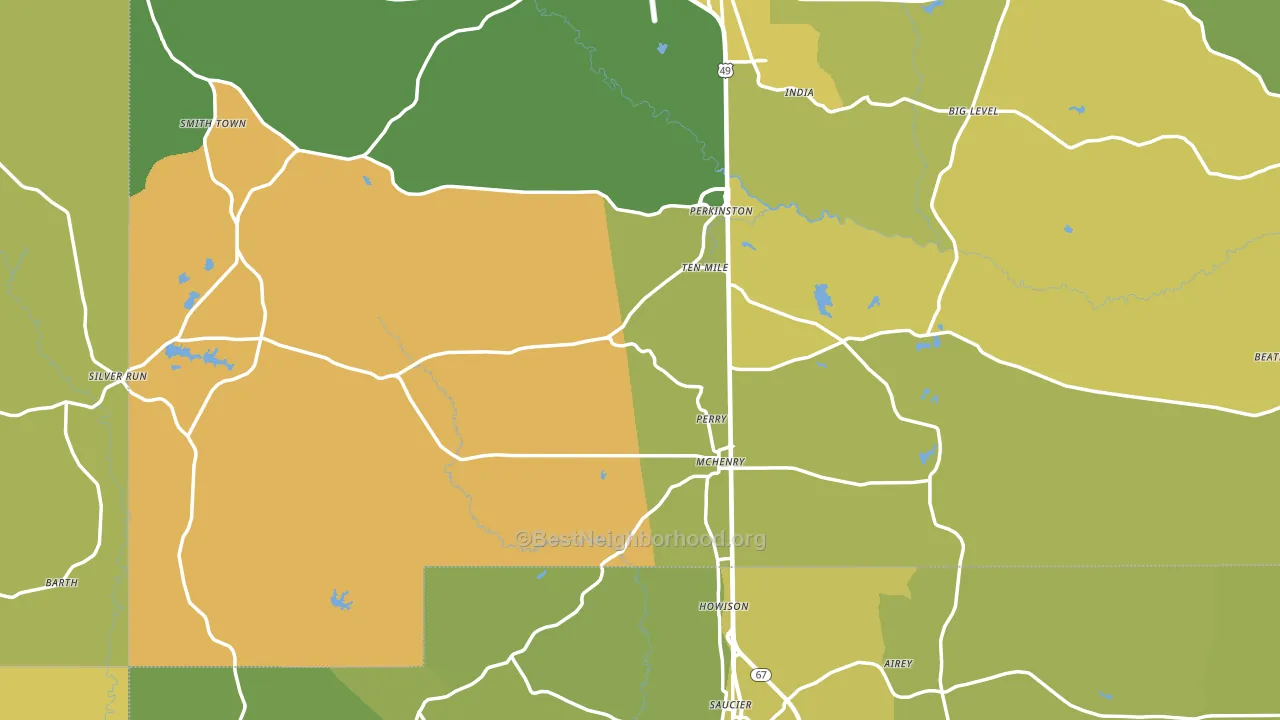 Perkinston, MS block-group voter-turnout map